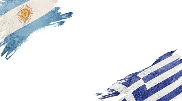 Bandeiras da Argentina e da Grécia em fundo branco — Fotografia de Stock